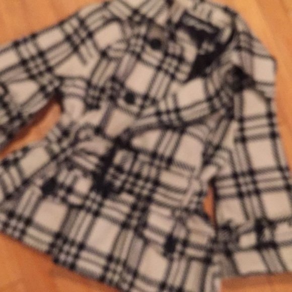 Joujou Black/winter white wool plaid jacket